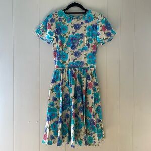 60s true vintage flutter sleeve floral dress